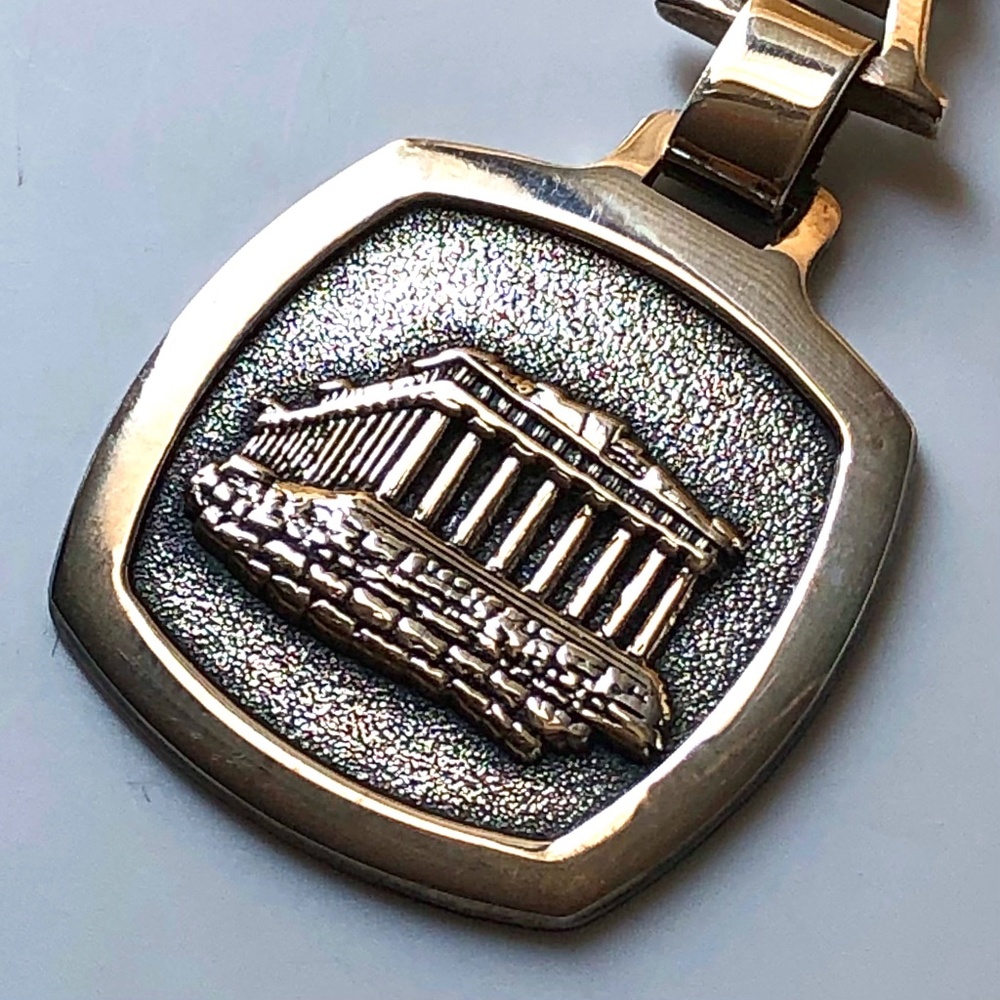sterling silver keychain Parthenon Greek screw closure 925 Athenian Acropolis